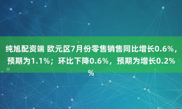 纯旭配资端 欧元区7月份零售销售同比增长0.6%，预期为1.1%；环比下降0.6%，预期为增长0.2%